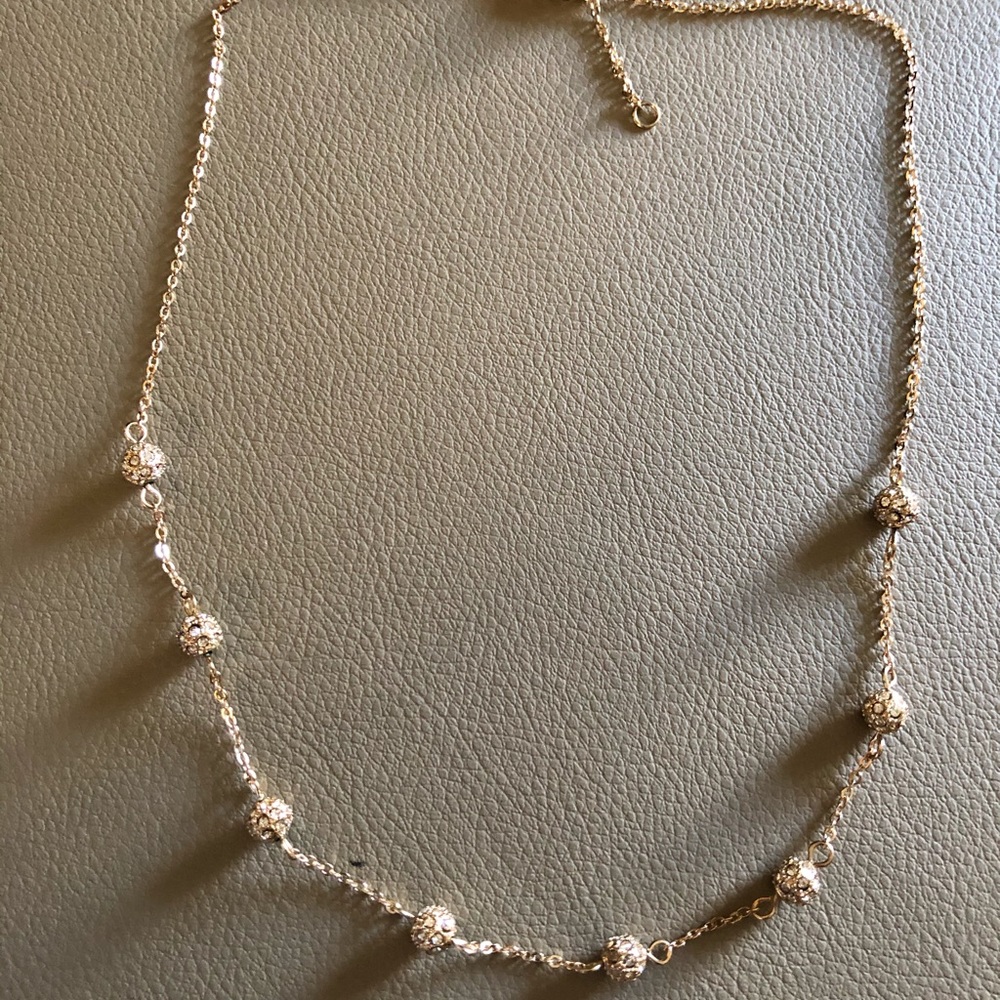 MULTI GOLD PAVED BALLS CRYSTAL NECKLACE